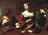 Magdalene Canvas Paintings - Martha and Mary Magdalene By Merisi Carravaggio